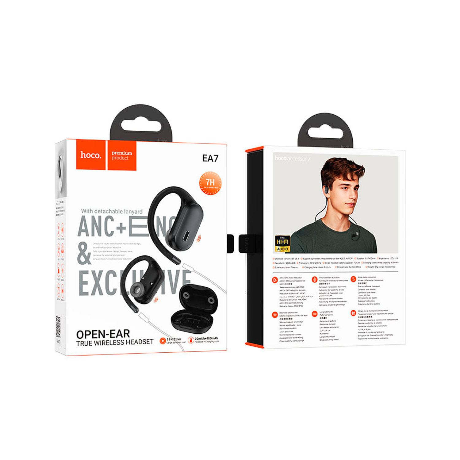 EA7-2 Westor EA7 HOCO Audífono OWS con ANC + ENC, Bluetooth 5.4 y Diseño Open-Ear HOCO EA7