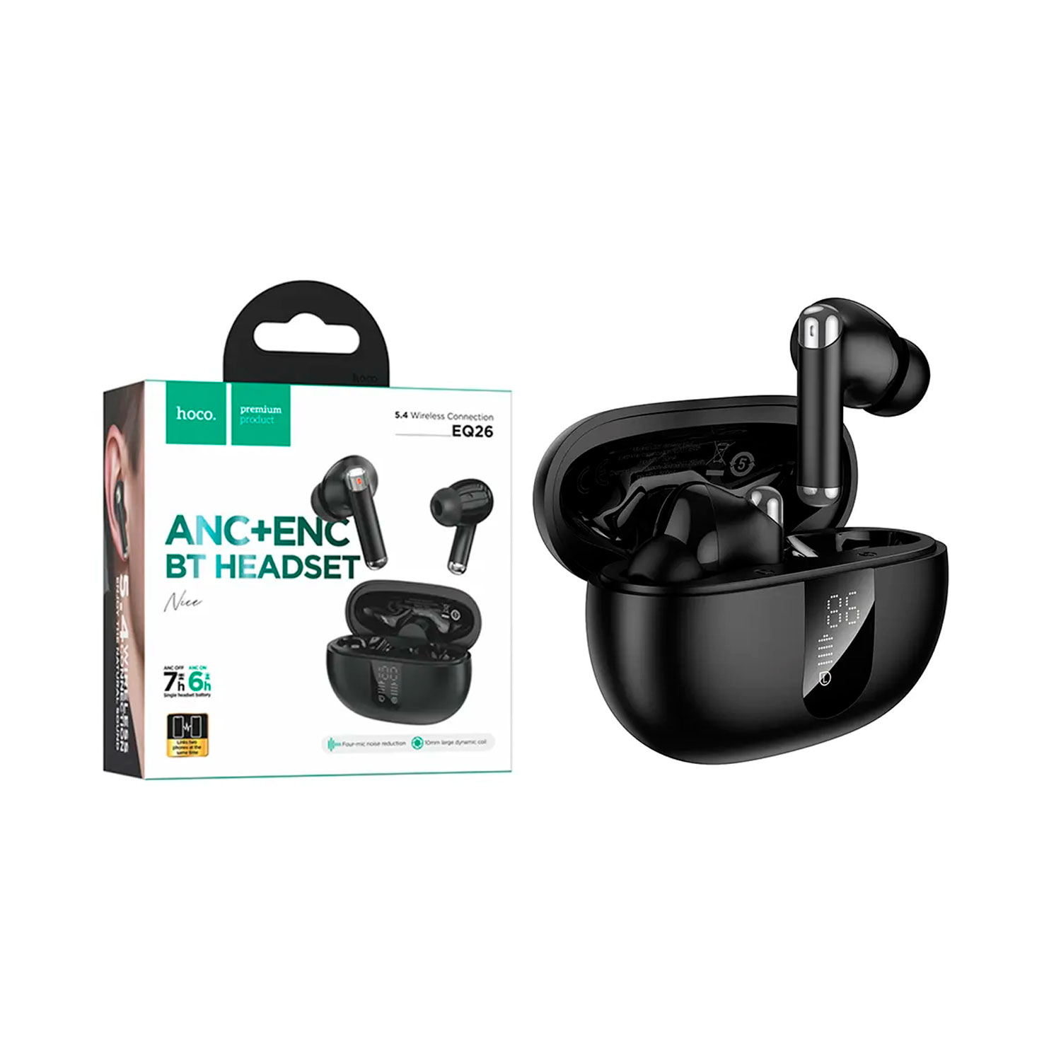 EQ26-BK-3 Westor EQ26-BK HOCO Audífonos Inalámbricos con ANC + ENC y Bluetooth 5.3 HOCO EQ26-BK