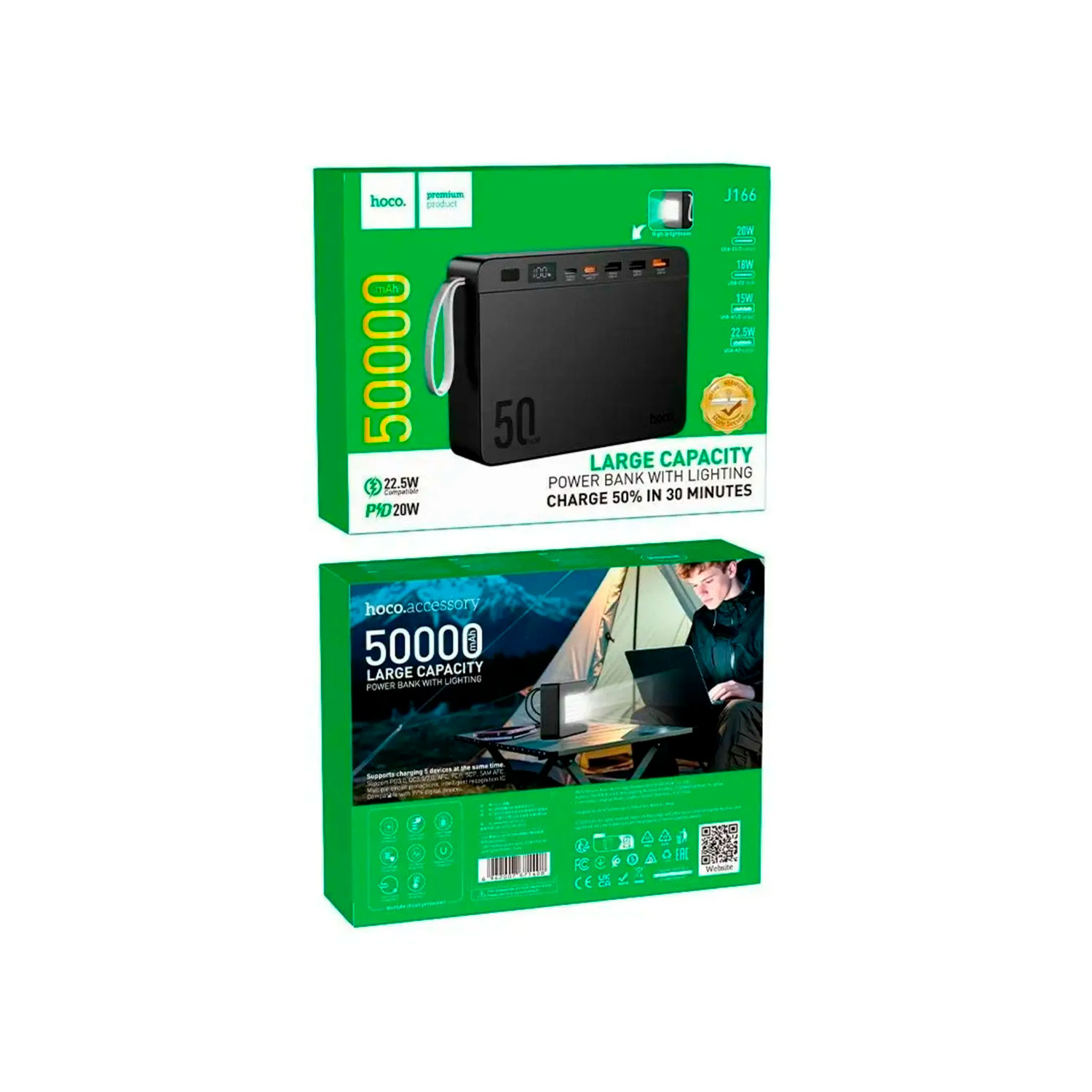 J166-8 Westor J166 HOCO Power Bank Carretera J166 50000mAh 22.5W + PD20W HOCO J166