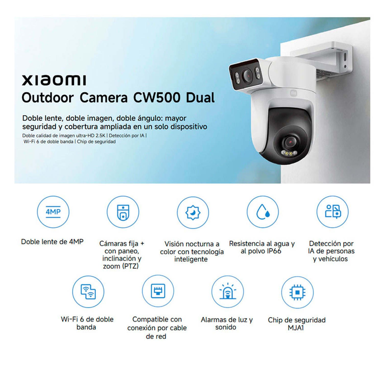 MJSXJ08HL-6 Westor MJSXJ08HL XIAOMI Cámara de Seguridad Exterior XIAOMI CW500 Dual MJSXJ08HL